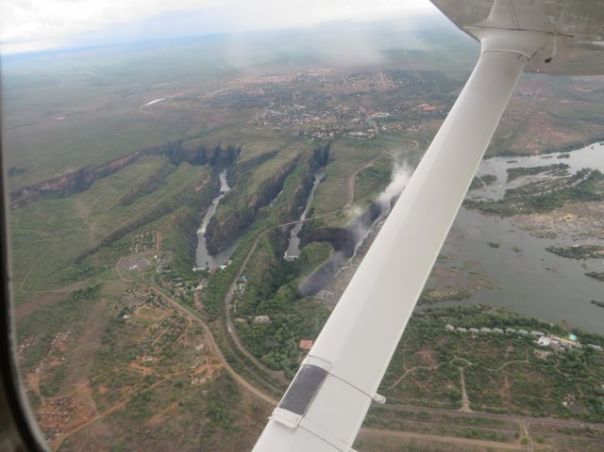 Our pilot drove us over the falls - you can see the zigzag of the gorge