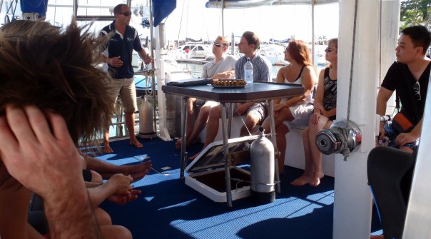 Brent the skipper giving us more briefings.