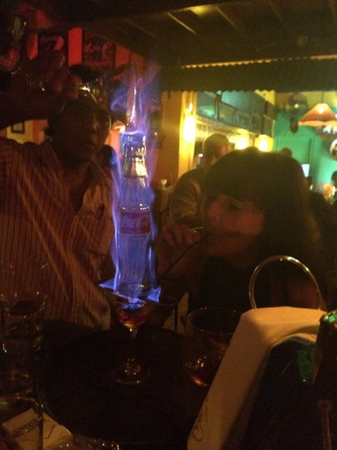 This is Marianna doing some crazy burning drink for her birthday. 