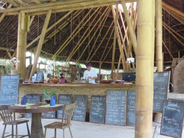 The menus and kitchen.