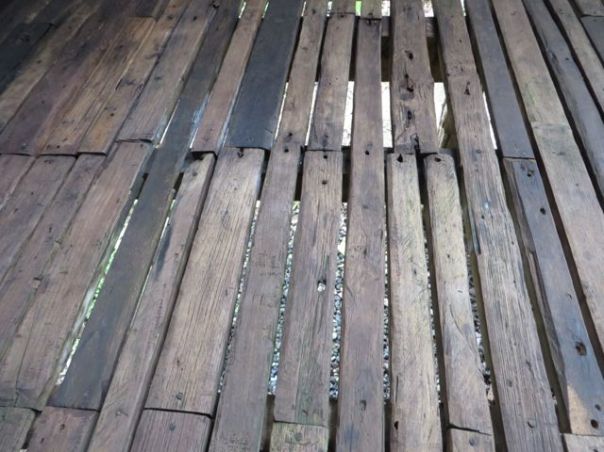Bathroom floorboards.