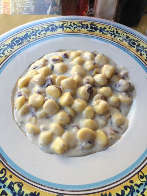 Gnocchi in a blue cheese sauce.