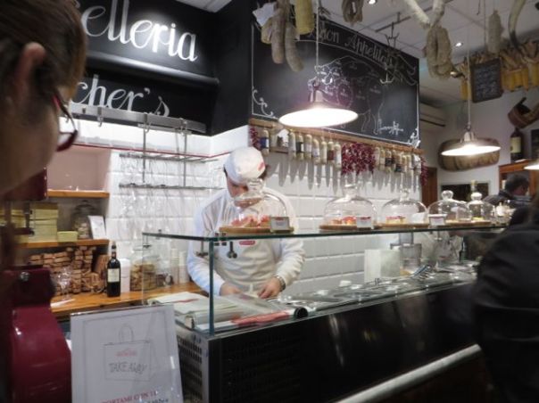 Carving the proscuitto.