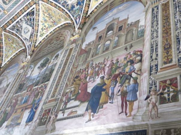 Frescoed walls in the Library.