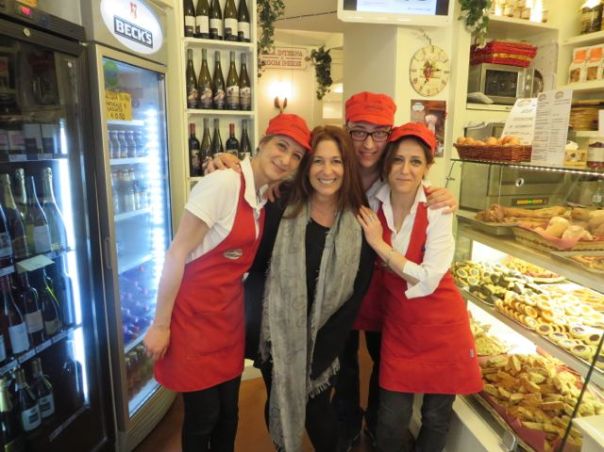 My friends at my corner cafe, this time with Sabrina!