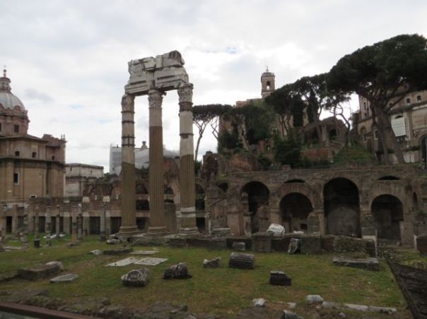 The Roman Forum, a rectangular plaza that housed many ancient Roman buildings that made of the center of ancient Rome.