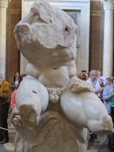 This piece is what influenced Michelangelo to create all of his works. He was asked to "fix" this, and his reply was something like "I can't. It's already perfect." He used this as his model for the human form. The chiseled chest, the muscular thighs are all seen in his sculptures.