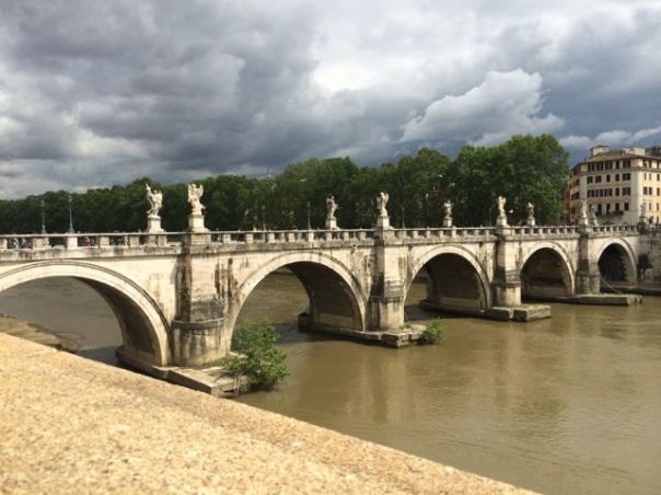 Another view of the Bridge of Angels, Ponte Sant'Angelo, over the Tiber River.